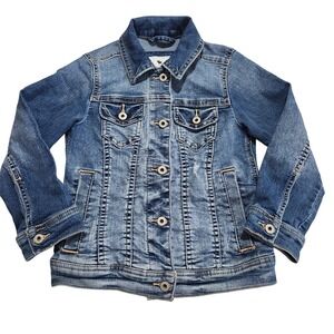Abercrombie Kids Sz5/6 Denim Jean Jacket Blue Trucker‎ Lightly Distressed Style
